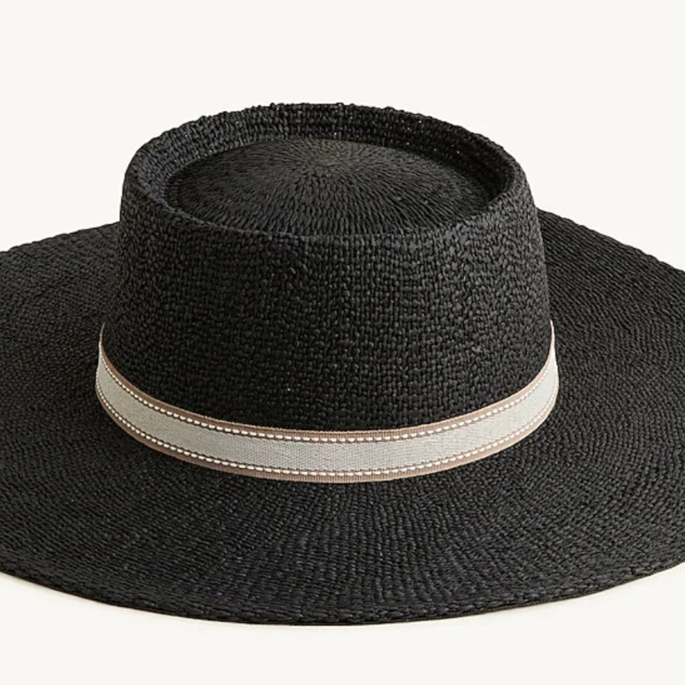 NWT- JCREW Contoured-crown straw boater hat OBO